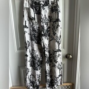 Joie Black and White Linen Pants